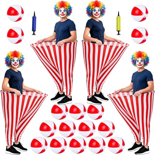 22 Pcs Granny Pants Yard Game Giant Carnival Games Set with Red and White Bouncy Balls & Air Pumps Funny Outdoor Indoor Lawn Party Games for Adults Family Backyard Festival Activities