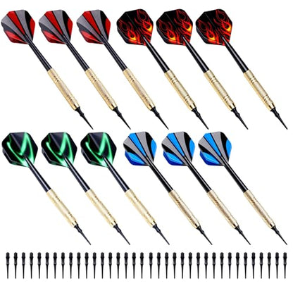 12 Pack Soft Tip Darts Set 14 Grams Darts Soft Tip Set Kit Professional Darts with Drat Flights and Soft Tips for Dartboard