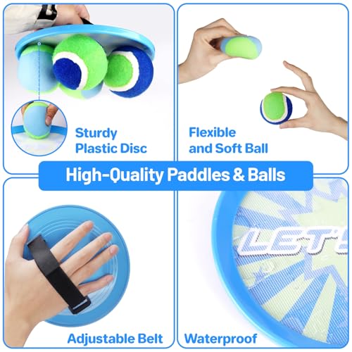 ANNKIE Kids Toys Toss and Catch Ball Set Game with 4 Paddles 4 Balls,Beach Toy Pool Toy Outdoor Yard Game for Kids Ages 3-12,Toys for Toddlers Age 3-5, Gifts for 3 4 5 6 7 8 9 10+ Year Old Boys Girls