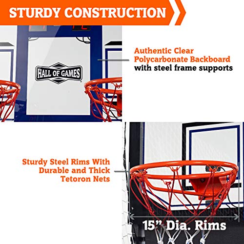 Hall of Games Premium Arcade Cage Basketball Game with Steel Frame and Polycarbonate Backboard - style: 88" Tall Steel Cage Extra Wide Game (w/Poly Backboard)