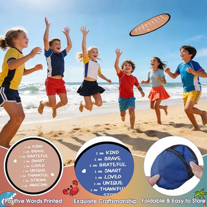 End of the Year Gifts for Students Bulk Foldable Flying Disc Fans Set with Stickers Bags, End of Year Student Gifts from Teacher Beach Fun Folding Pocket Hand Fans for Outdoor Activities Games - style: 24 Pcs Inspirational Flying Disc Fans-C