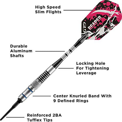 Viper Grim Reaper 80% Tungsten Soft Tip Darts with Storage/Travel Case - size: 16 Grams, style: Medium Knurling