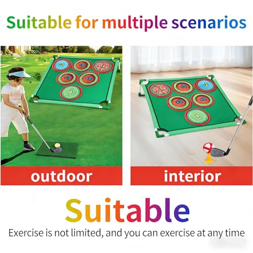 Golf Training Game Set, Sticky Golf Pong MatWith 20 Balls and 6 Adjustable Targets Featuring 3 Play Modes for Indoor Outdoor Chipping Practice Fun and Skill Improvement
