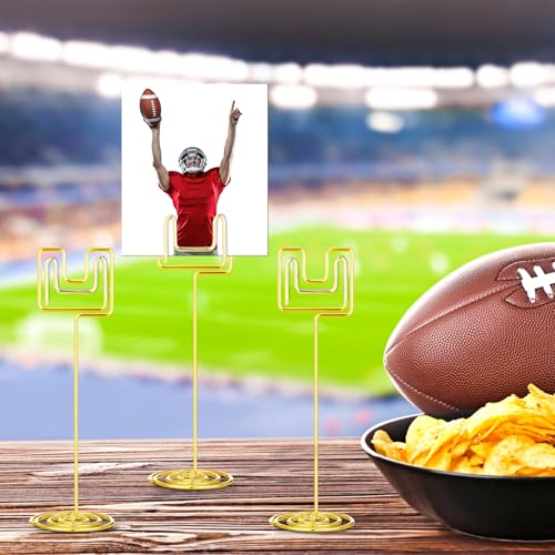 Gersoniel 12 Pcs Football Centerpieces for Table Football Goal Post Decoration 8.66 Inch Picture Holder Party Table Number Holders Picture Display Stands for Sports Themed Birthday Party Supplies