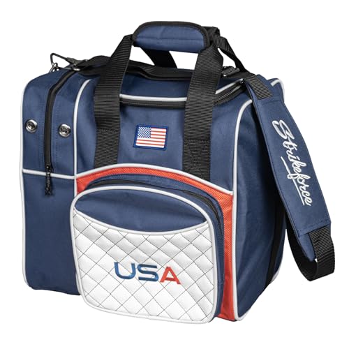 KR Strikeforce Flexx Single Tote Bowling Bag with Side Shoe Compartment, Front Accessory Compartment - color: USA