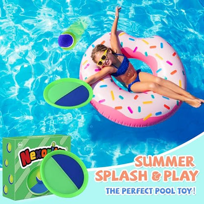 Toss and Catch Ball Set Beach Toys for Kids Outdoor Toys and Yard Games for Boys and Girls Improves Focus Great for Exercise Fun Easter Christmas Birthday Gift Idea (Green)