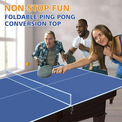 7/8/9ft Mid-Size Ping Pong Conversion Top with Net Set for Billiard and Pool Tables - Regulation Top Converts Billiards into Ping Pong Table Blue/Green/Black - color: Blue, size: 8.5 FT