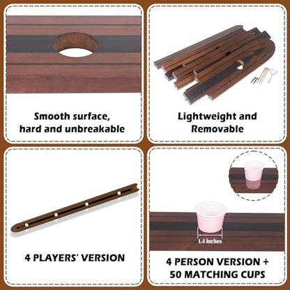 Extguds 5 FT Shot Board with Wall Mounts,4 Person Version,Sets:1 Shot Board + 2 Wall Mounts+50 Cute Shot Glasses, Perfect for Weddings,Bar,Family Gathering, Party