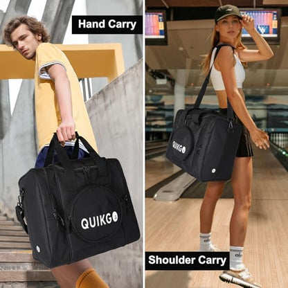 Bowling Ball Bag for Single Ball, Tote Bowling Bag with Padded Ball Holder - color: Black
