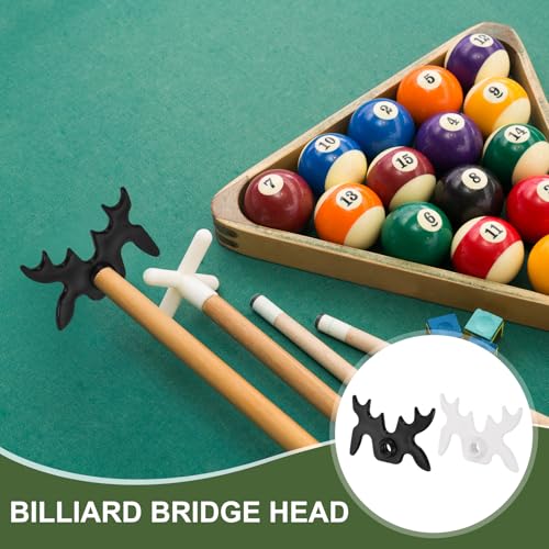 Billiard Bridge Head, Pool Cue Stick Bridge Slip-on Plastic Cue Rests Multifunction Billiard Accessories 2Pcs & White/Black -Fitting for(Pool Table/Home/Club/Party/Practice/Match)