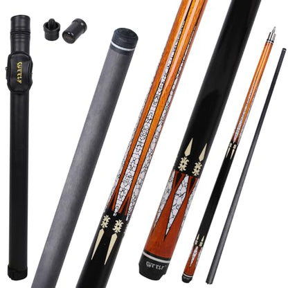 CUEELF Carbon Fiber Pool Cue 2 Pieces Cue Stick with 12.5mm Tip Professional Low Deflection Billiard Pool Sticks with 3/8 * 8 Pin Joint - color: Amber