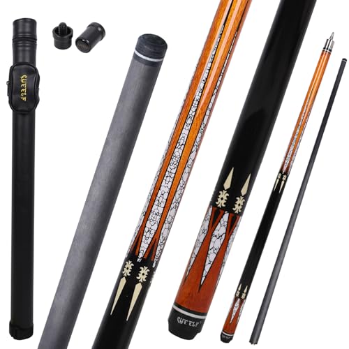 CUEELF Carbon Fiber Pool Cue 2 Pieces Cue Stick with 12.5mm Tip Professional Low Deflection Billiard Pool Sticks with 3/8 * 8 Pin Joint - color: Amber