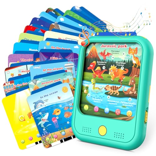 Kids Learning Tablet Educational Learning Pad for Toddlers 2-5 to Learn Alphabets, Numbers, Foods, Time, Music, Vehicles, Tablet Toy for Toddlers Ages 2 3 4 5 6 Years Old - style: Upgrade Version（20 lesson pages green）