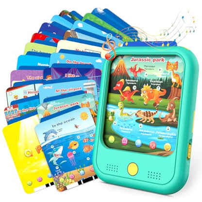 Kids Learning Tablet Educational Learning Pad for Toddlers 2-5 to Learn Alphabets, Numbers, Foods, Time, Music, Vehicles, Tablet Toy for Toddlers Ages 2 3 4 5 6 Years Old - style: Upgrade Version（20 lesson pages green）