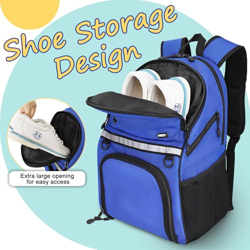 Goloni Bowling Backpack,Single Ball Bowling Bag with Shoe Compartment Up to Size 16,Bowling Bag with Padded Ball Holder - color: Blue