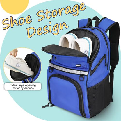 Goloni Bowling Backpack,Single Ball Bowling Bag with Shoe Compartment Up to Size 16,Bowling Bag with Padded Ball Holder - color: Blue