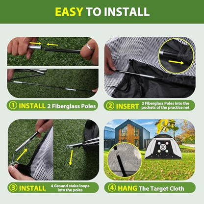 FILORI Heavy Duty Golf Practice Net 10x7FT with Tri-Turf Mat, All-in-One Golf Training Aid for Backyard Driving Chipping Swing, Indoor Outdoor Use, Blue