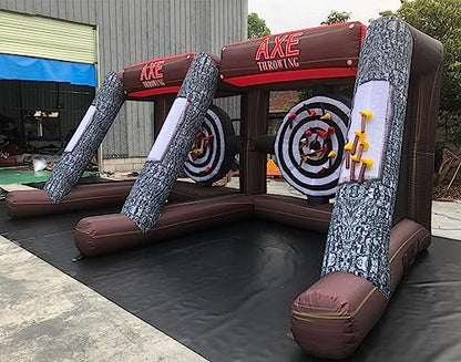 Inflatable Axe Throwing + Inflatable Ball Toss Target Dart Board (24 Axes+16 Toss Ball+ 8 Soccer Balls) for Backyard/Birthday/School/Team/Party Events, Double Darts for 2 Players