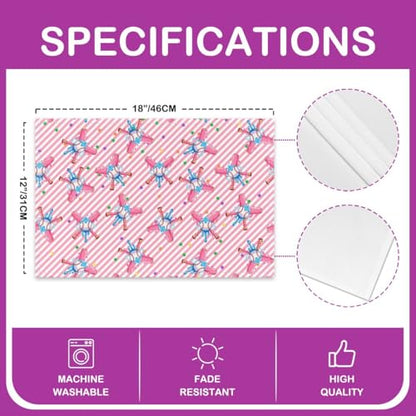 jejeloiu Baseball Placemats Set of 4 12x18 Inch Pink Blue Ice Cream Drip Table Mats for Party Kitchen Diningation Holiday Stripe Line Place Mat for Dinner Table Indoor Non-Slip Easy to Clean Washable - color: Blue Pink