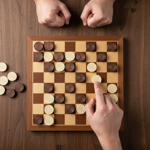 Yarlung 48 Pieces Wooden Checkers Only with 2 Dices, 1.25 Inch Wood Backgammon Checkers Game with Drawstring Bag for Replacement or Spare Pieces