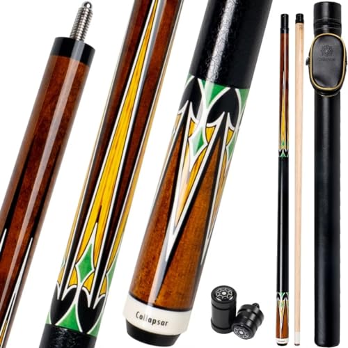 Collapsar CA Pool Stick with 1X1 Hard Case,58" Maple Professional Billiard Cue Stick,19-21 oz Pool Cue Set - color: CA010+Joint Protector+Hard Case, size: 20 ounce