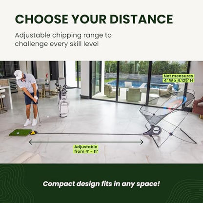 Perfect Practice Putting Mat & Chipping Net, Indoor & Outdoor Putting Green, Chipping Mat for Home & Office, Premium Golf Training Aids for Putting Practice with Realistic Turf, Golf Gifts for Men - style: Chipping Net (11')