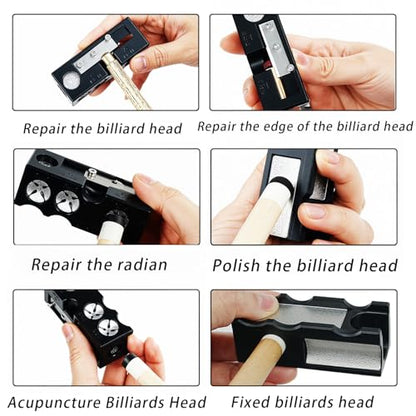 11-in-1 Billiards Pool Cue Tip Shaper, Large and Small Pool Cue Tips Kit, Pool Cue Shaper