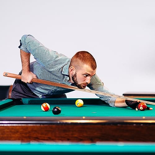 HMQQ 58" One Piece Pool Cue Stick with 13MM Leather Tip, Weight 20OZ Billiards Cue Stick, Pool Stick Set of 4/ Set of 6/ Set of 8 (Black&Natural Wood Color) - style: Wood Grain Color Set of 4