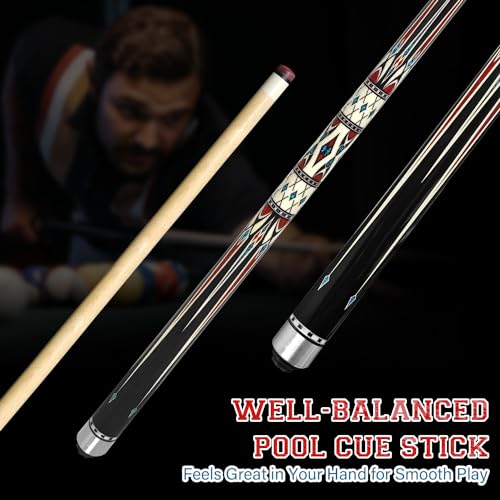 2-Piece Canadian Maple Pool Cue Stick with Portable Hard Case -12.5mm Leather Tip, 58" Billiard Sticks 19 oz/ 20 oz - Precision Crafted for Straight Shots and Balanced Performance - style: Black-20 oz