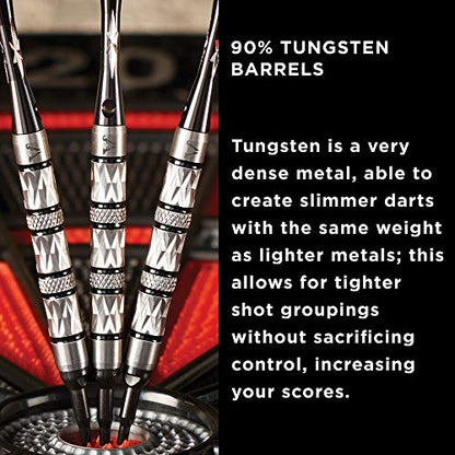 Viper Diamond 90% Tungsten Soft Tip Darts with Storage/Travel Case, Black Rings, 18 Grams
