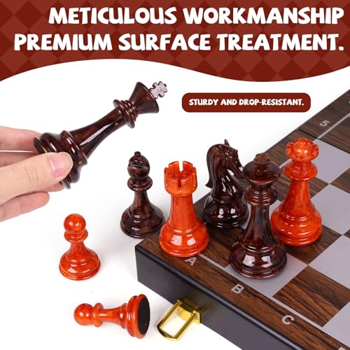 17 Inch Super Large Chess Set, Weighted Acrylic Chess Pieces with Zinc Alloy Core, 4.2” King Luxury Staunton Chess Set, Professional Tournament Folding Chess Board for Home, Club & Display