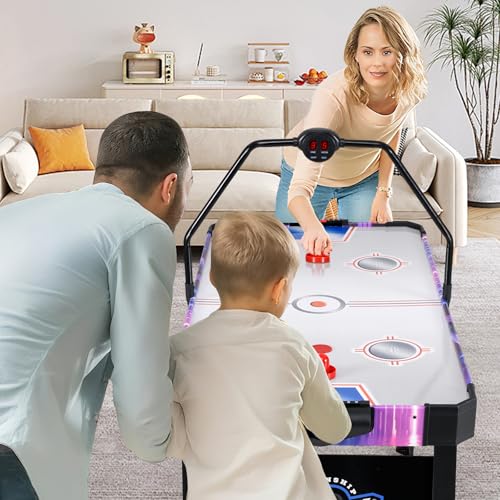 Goplus 56 Inch Air Hockey Table, Air Hockey Arcade Game Table with Digital LED Scoreboard, Powerful 12V Motor, 2 Pucks, 2 Pushers for Home, Office, Game Room