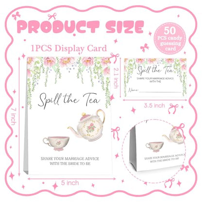 Spill The Tea Bridal Shower Game, Guess How Many Tea Bags In The Jar, Bachelorette Party Game & Activities 50 Cards And Sign, Perfect For Bridal Gatherings - size: teabags2