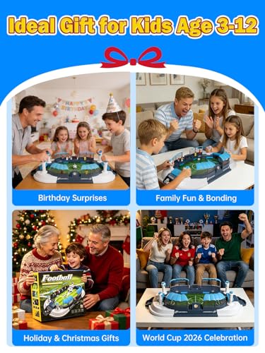 Large Foosball Table for 2026 World Cup with Auto Scoring Kids Soccer Board Game 6 Mini Soccer Balls Interactive Tabletop Football Toy for Boys Girls Ages 3-12 Birthday Gift