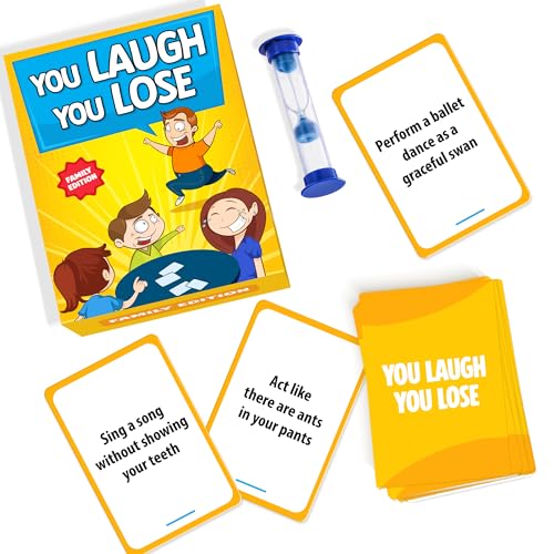 BRAVEBUG You Laugh You Lose Game - Funny Charades Kids Games - Board Games for Kids & Teens - Try Not to Laugh Challenge - Sleepover Party Supplies for Girls, Birthday Game for Family, Kids & Girls
