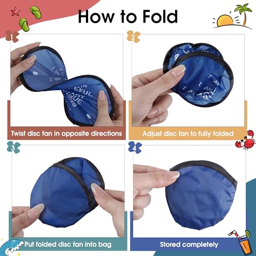 End of the Year Gifts for Students Bulk Foldable Flying Disc Fans Set with Stickers Bags, End of Year Student Gifts from Teacher Beach Fun Folding Pocket Hand Fans for Outdoor Activities Games - style: 24 Pcs Inspirational Flying Disc Fans-C
