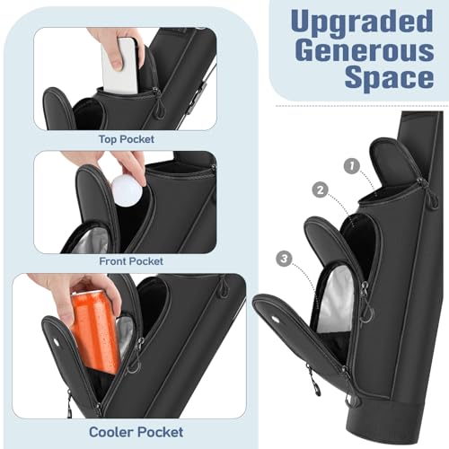 Findway Golf Stand Bag, [Upgraded Generous Space] Small Golf Bag for Driving Range, Par 3 & Executive Courses, Lightweight Sunday Golf Club Carry Bag with 3 Pockets - color: Black