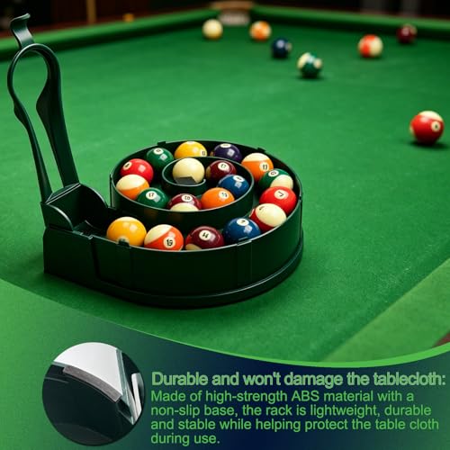 Pool Ball Rack, Hold 15 Balls, for Billiard Training, Not 3DPrinted | Portable Single Person Training Aid for Standard Pool Snooker Table Training - color: dark green