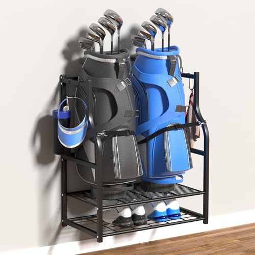 Ultrawall Golf Bag Storage Rack Organizer, Golf Bag Holder Stand for Garage, Golf Equipment Rack - size: 28.5in-Holds 2 Golf Bags