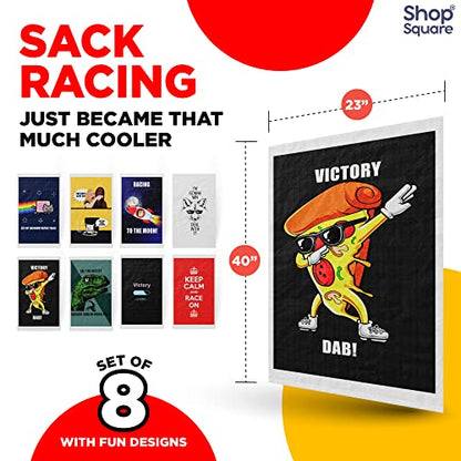 Potato Sack Race Bags | Yard Games | Durable, Interwoven Plastic | Fun, Meme Designs | Family Games For Kids And Adults | Party Supplies | Easter, BBQ, Picnic, Holiday | Set Of 8 | 23’’ x 40’’