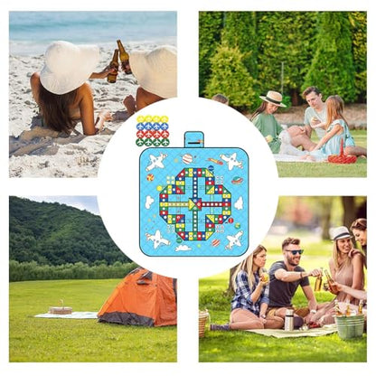 Outdoor Play Mat | Outdoor Picnic Blanket with Chess Pieces,Portable 3 Layers Lightweight Foldable Family Board Game for Camping Festival Beach Lawn Park