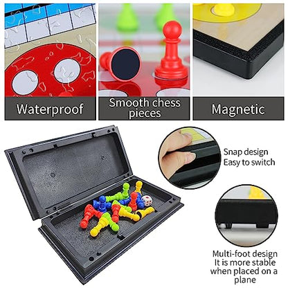 KIDAMI Mini Magnetic Ludo Travel Board Game Set, Folding Design and Light-Weight, Gift for Kids Toddlers (7.64 × 7.64 inches) - color: Ludo