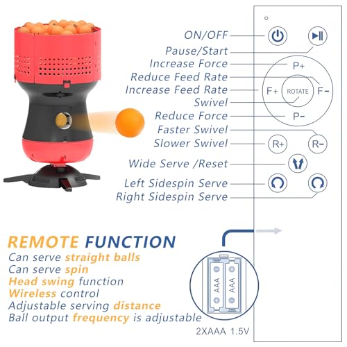 Automatic Ping Pong Ball Launcher Machine,Cordless Control,Table Tennis Serving Robot,Speed Spin Frequency Adjustable,for Practice Training Main - size: Ma"