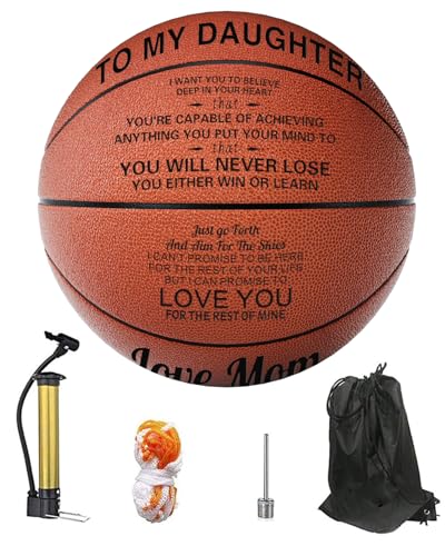 KAAYEE Engraved Basketball for Grandson, Engraved Basketball for Son from Mom Dad, Personalized 29.5" Basketballs Gifts, Custom Christmas Birthday Graduation Back to School Gift for Son from Mom Dad - color: Mom to Daughter