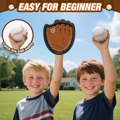 HYES Toss and Catch Ball Set, Outdoor Games for Kids Ages 3-12, Sticky Catch Game Toy with 2 Paddles & 3 Balls, Toddler Baseball Glove Set for Beach Yard Camping, Gift for Boys & Girls - style: 2 pack