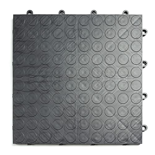 Big Floors GarageDeck Garage Floor Tiles, Interlocking Garage Flooring, Coin Pattern Non-Slip Heavy-Duty Copolymer Modular Tile (Graphite, 24 Pack of 12 x 12" Tiles, 24 Sq Ft) - color: Graphite, size: 12 Pack