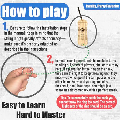 Hook and Ring Toss Game Bottle Opener Ring Toss Game for Indoor Outdoor Party Man (Fun & Competitive Version- Big Size)