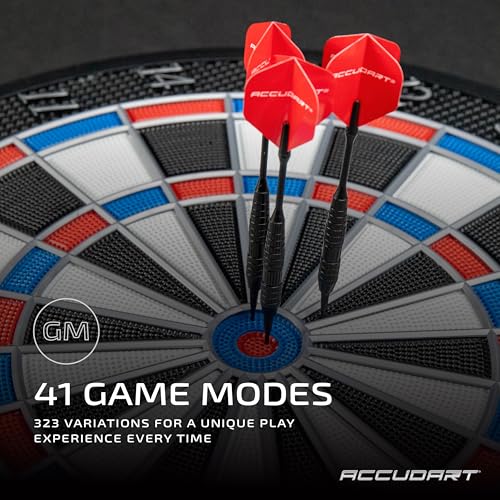 Accudart Aurora 15.5” Tournament‑Size Electronic Dartboard – 41 Games, 323 Variations, 10 LED Displays for 16 Players, Virtual Opponent, Wide Catch Ring – Includes AC Adapter & Darts