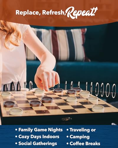 WE Games Wooden Checkers Pieces Only (2 inch), Checker Board Game & Backgammon Pieces, 24 Brown and Natural Stained Stackable Ridges with a Drawstring Storage Bag, Replacement Game Piece - size: 2 inch diameter