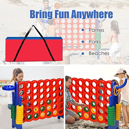 HONEY JOY Giant 4-in-a Row Carry and Storage Bag, Large & Sturdy Carrying Bag for Jumbo 4-to-Score Giant Game Set, Life Size Yard Game Storage Case (Game Set Not Included)